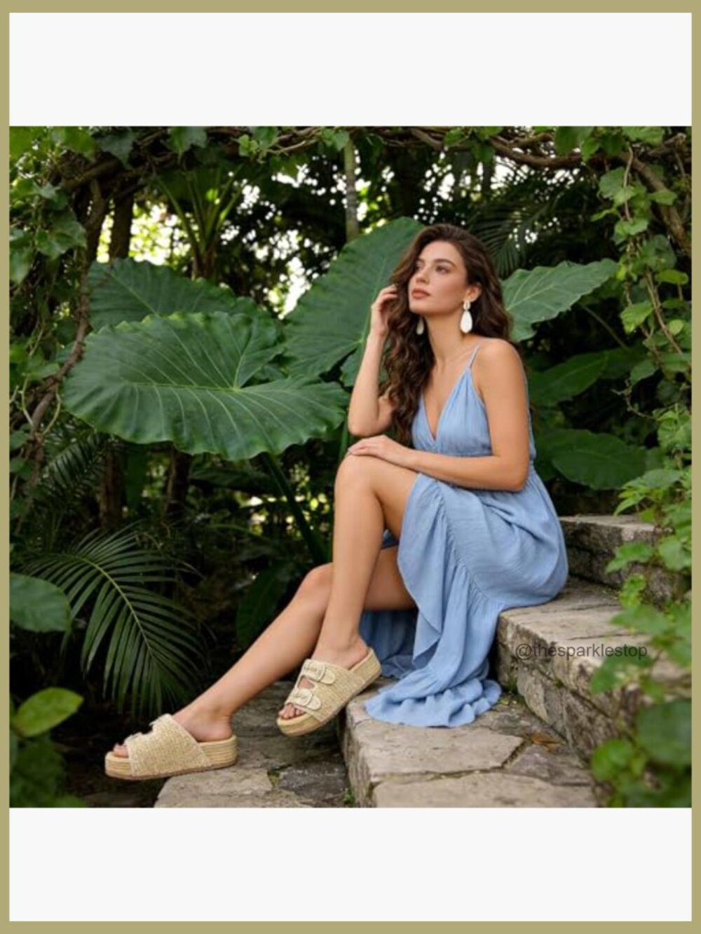 Platform Sandals Espadrille Wedges Woven Raffia Straw Sandals Double Buckle - Picture 3 of 7